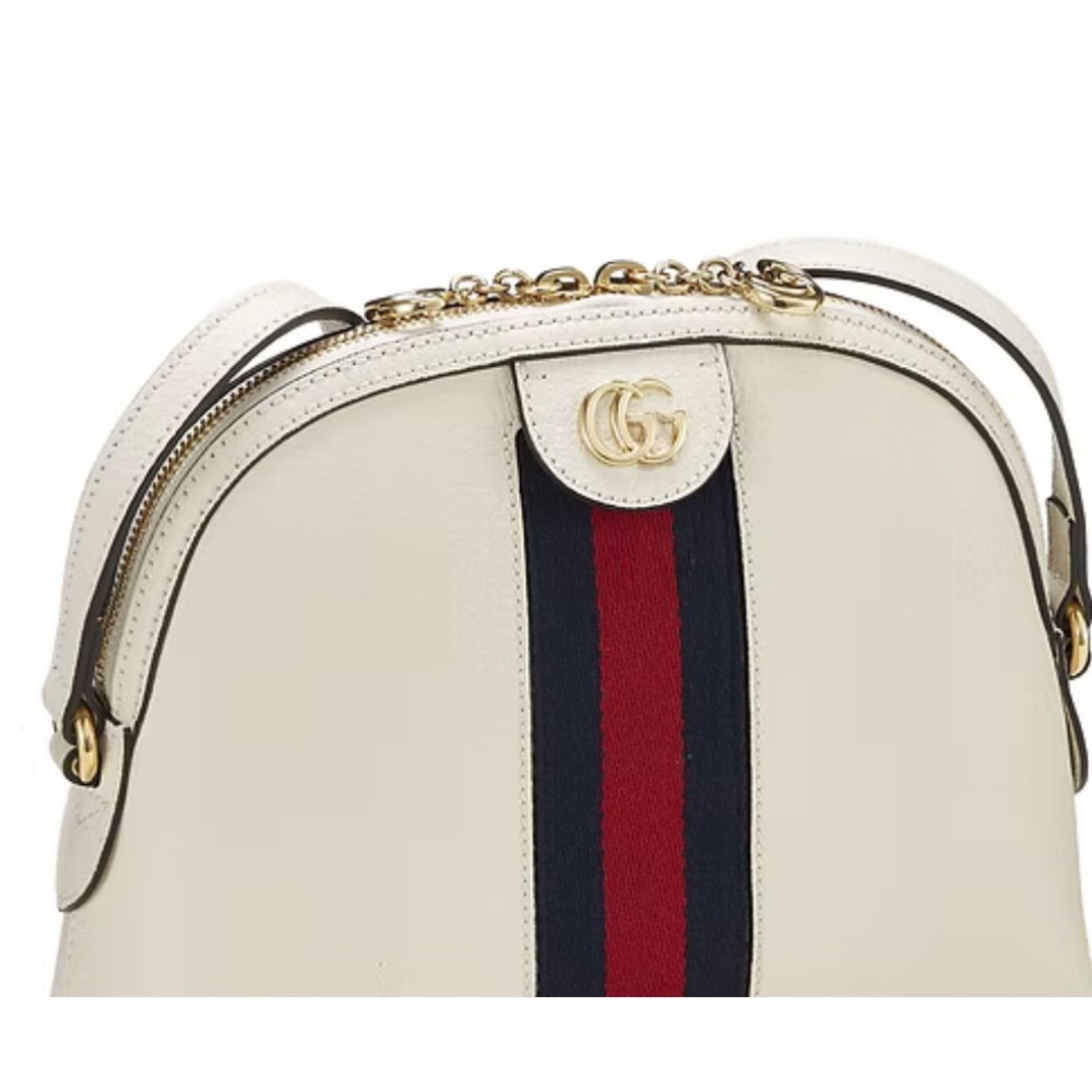 Gucci Cream and Navy Shoulder Bag with Gold Accents